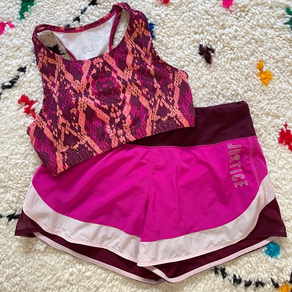 Justice Active Sports Bra and Shorts Set (S Girl’s L/12) - Picture 1 of 8